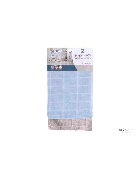 2 serpilleres microfibre gaufree 40x60cm